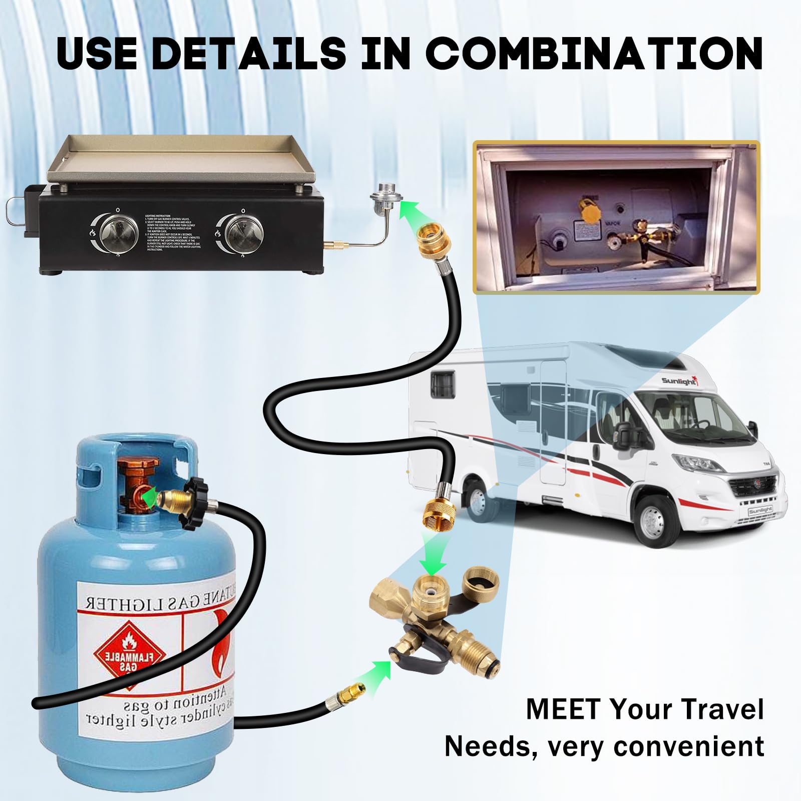 12FT Propane Torch Extension Hose Propane Tank Tee