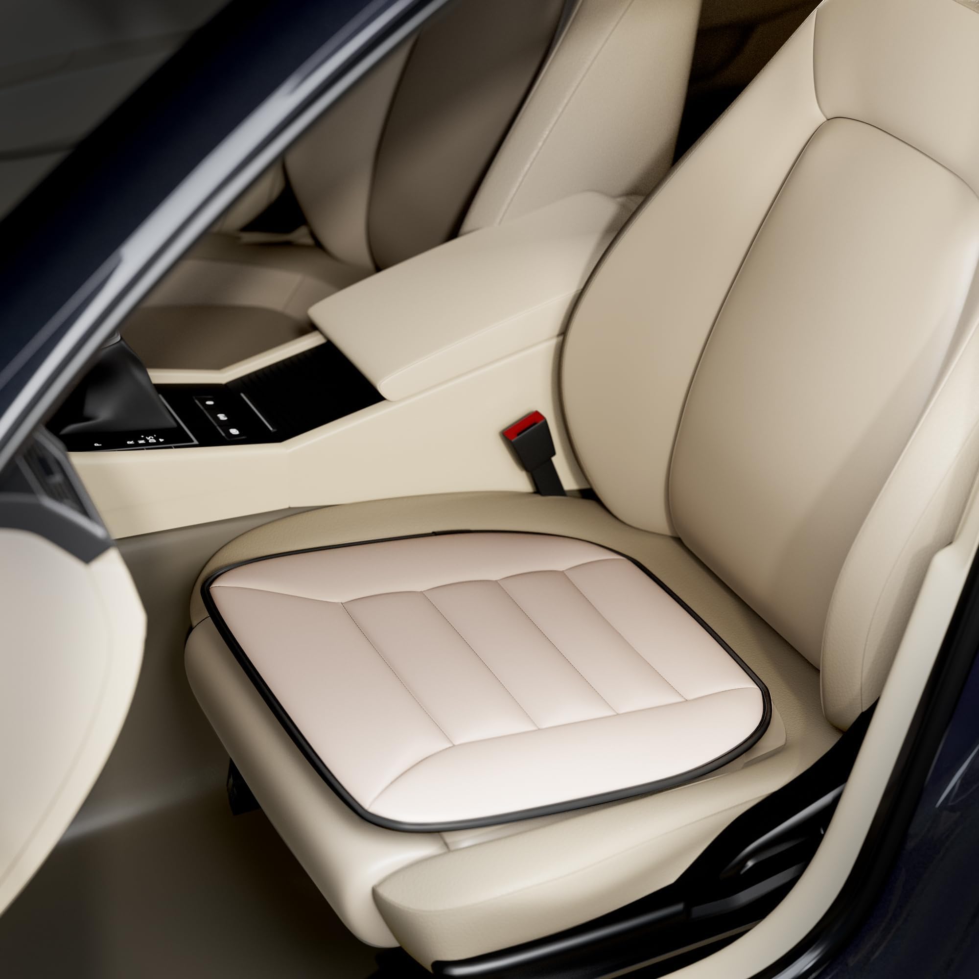 Frido Slim Seat Cushion for Office Chair | Car & Wheelchair – 3cm Thin Memory Foam Cushion for Back Support & Pressure Relief – Non-Slip | Breathable Comfort Pad for Long Sitting (Beige)