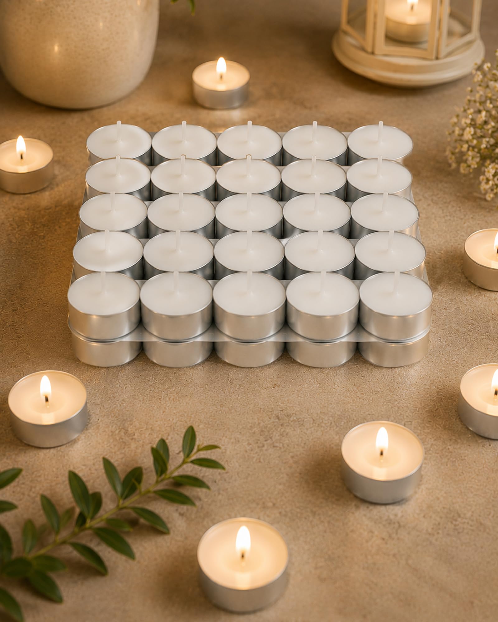 Homesake Wax Tealight Candles, Pack of 50, Unscented-image-43