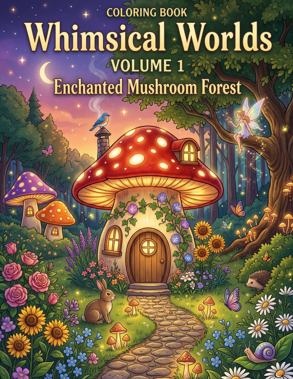 Enchanted Mushroom Forest Coloring Book: 45 Whimsical Mushroom Houses, Fairy Gardens and Magical Forest Scenes | Relaxing Fantasy Coloring for Adults ... 1) (Whimsical Worlds Coloring Book Series)