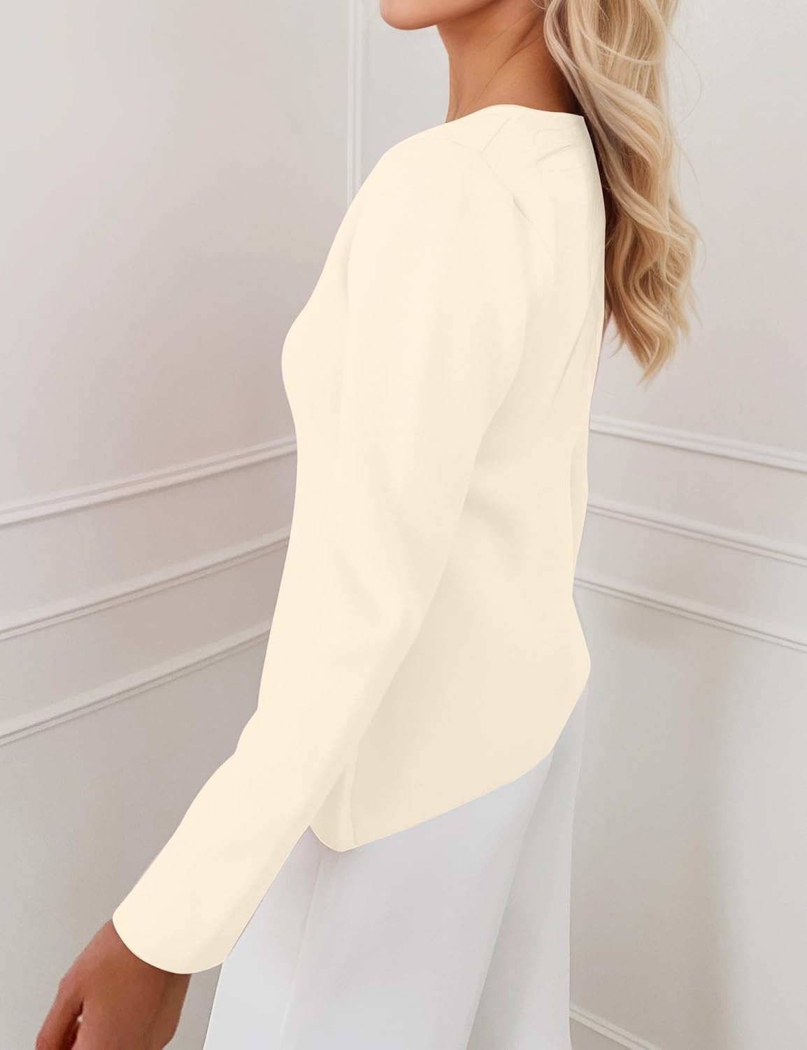 Button Up Cardigan Sweater for Women Long Sleeve Lightweight Knit Business Blazer Tops - Image 4