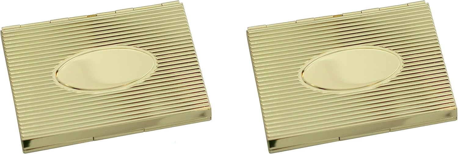 Stephanie Imports Set of 2 Slim Metal Business Card Holder Cases With Built-in Solar Calculator (Gold)