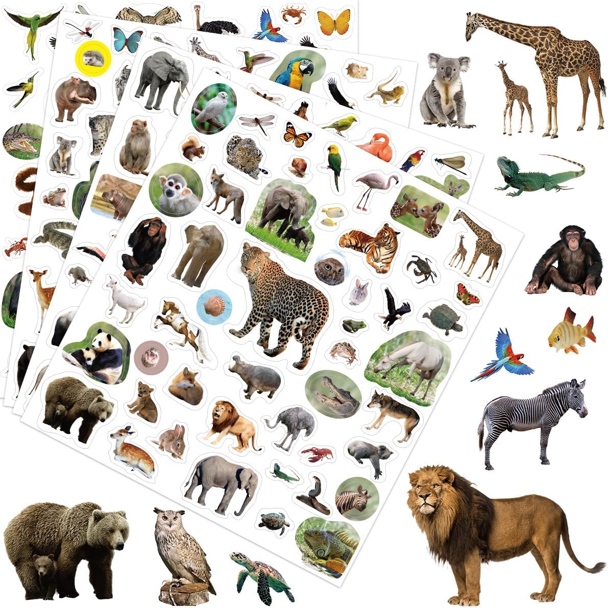 Animal Stickers Jungle Animal Sticker for Kids 8 Sheets Wild Safari Themed Decals for Scrapbooking Water Bottles Envelopes Decor Party Favors 400Pcs