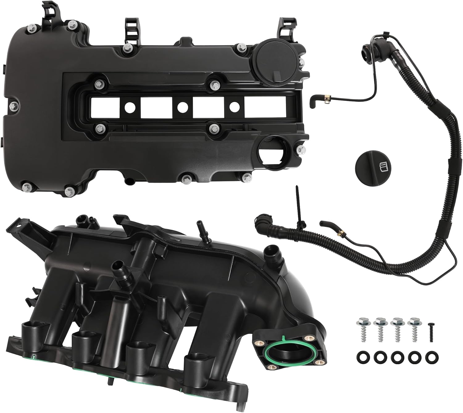 Engine Valve Cover & Intake Manifold Kit, for Chevy Cruze 2012-2016, for Chevrolet Sonic Trax 1.4L 2012-2020, for Buick Encore 2013-2019, OE# 25200449, 55577314