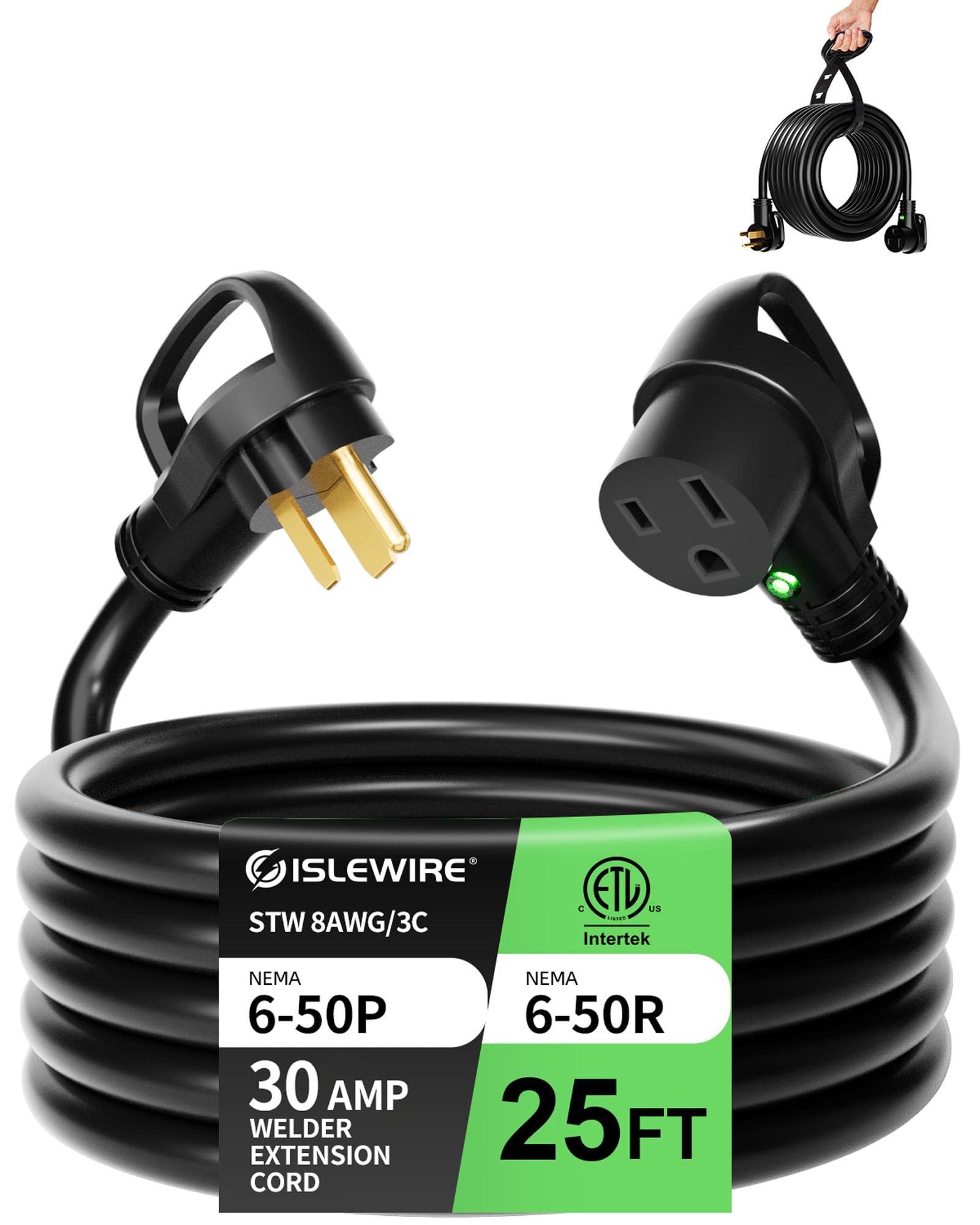 Islewire 25ft 8 AWG Welder Extension Cord