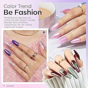modelones Gel Nail Polish Set - 6 Colors Chameleon Aurora Shimmer Glitter Gel Polish Kit Pink Purple Green Burgundy Gel Polish All Seasons Soak Off LED Nail Lamp Nail Art Gel Kit DIY Salon Gift