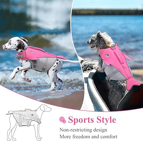 Miniatura 2 de Vivaglory - Chaleco salvavidas para perros pequeños, chaleco de natación para perros con flotabilidad superior y mango de rescate, rosa, talla S