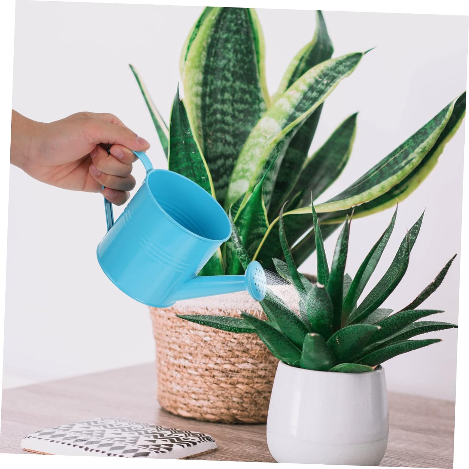 Watering can,Tin Flower Watering Kettle Outdoor Watering Can Kids Outdoor Playset Large Outdoor Planters Watering Sprinkler Can Metal Watering Can Galvanized Metal Flower Vase Home Watering Can(Bluex2
