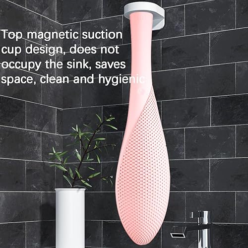 Miniatura 4 de Cepillo de ducha de masaje eléctrico inalámbrico de silicona (rosa)