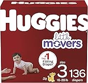 Huggies Little Movers Baby Diapers, Size 3, Mega Colossal, 136 Ct