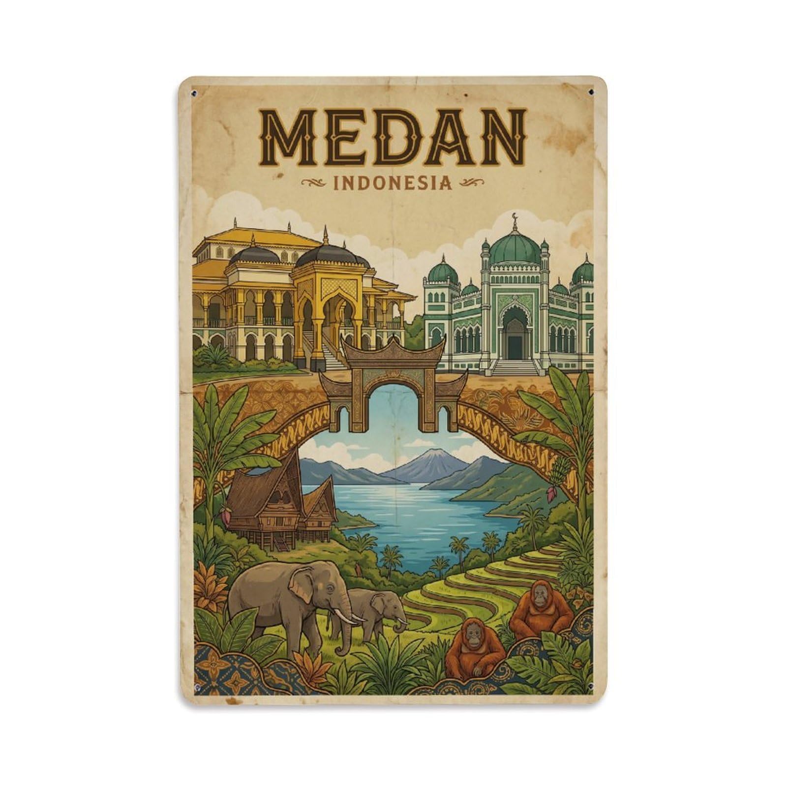 Metal Tin Sign Vintage Indonesia Medan Travel