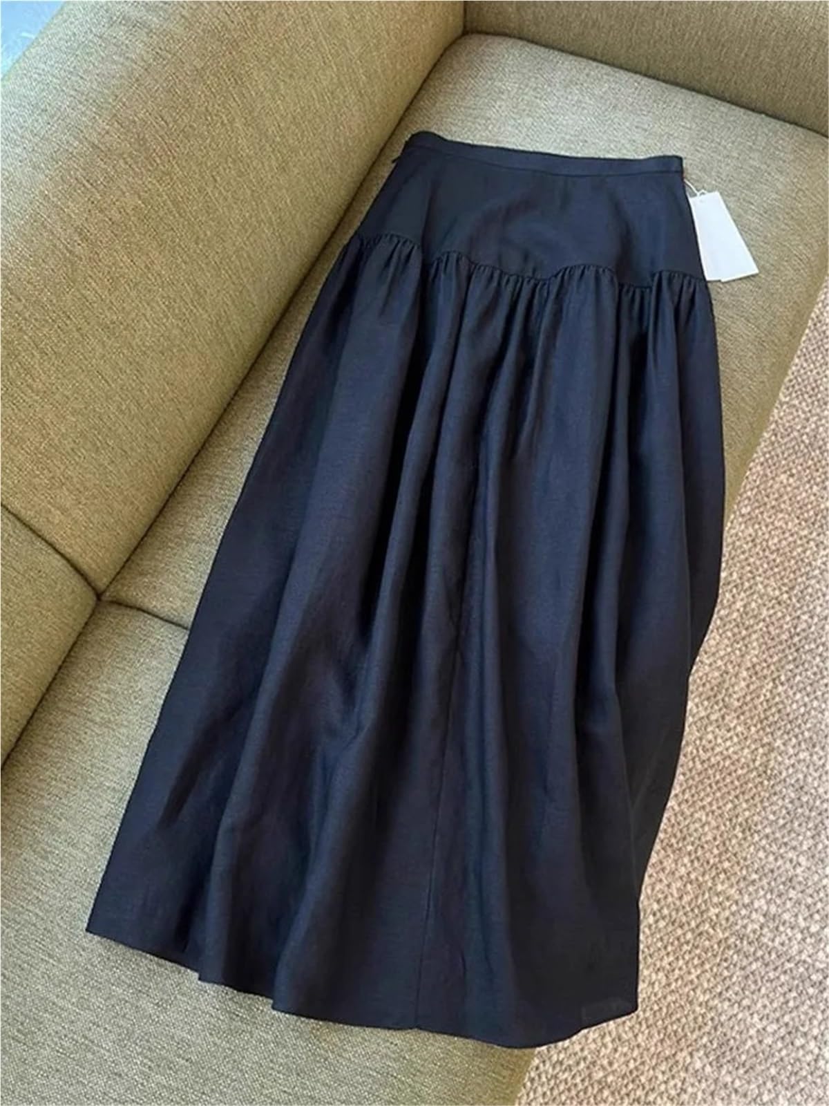 Falda Midi de Mezcla Lino y algodón Cintura Alta for Mujer, Corte en A, Adelgazante, Primavera Verano Conjuntos de Verano