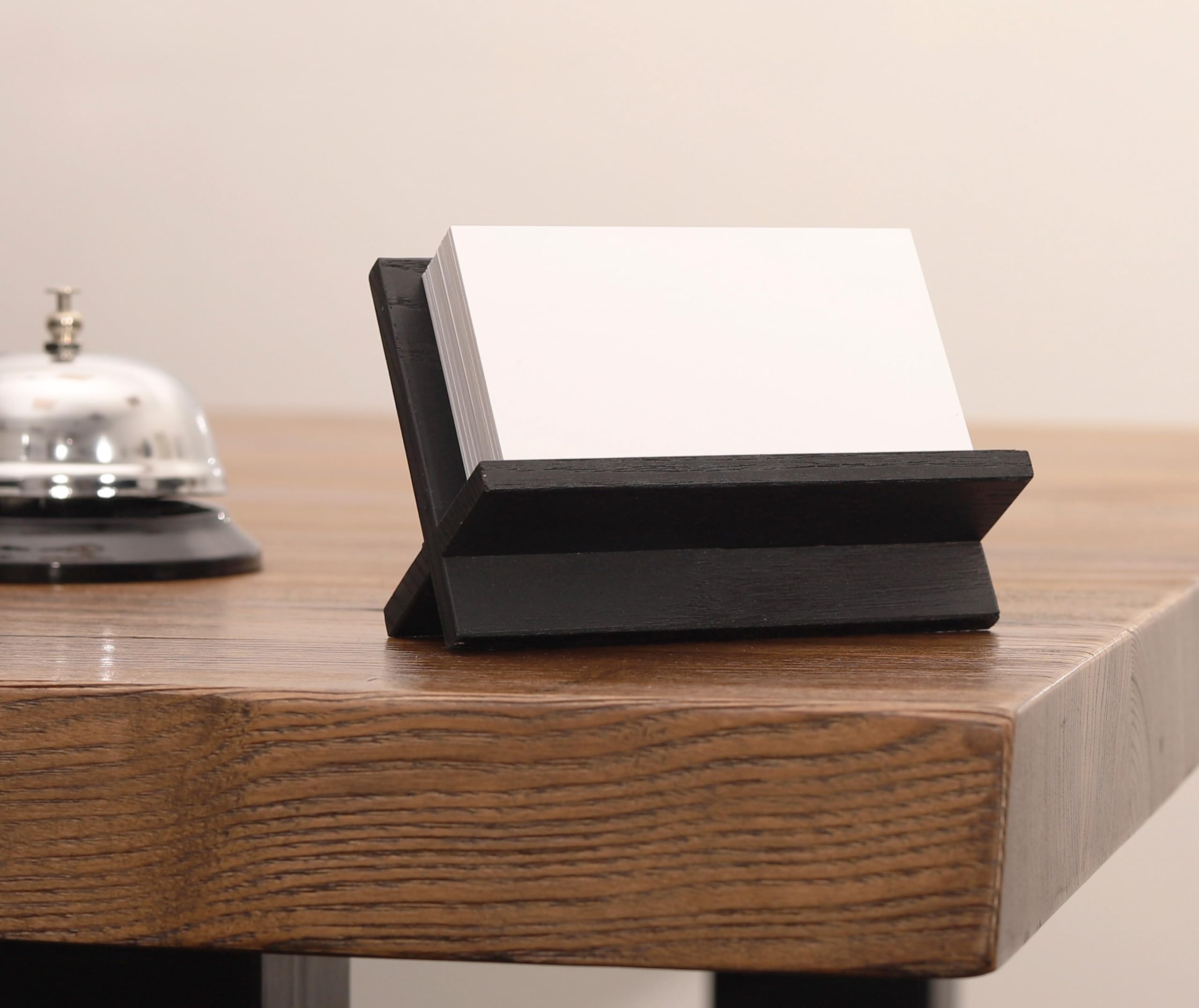 TOROS STORE Business Card Holder for Desk, Black Wood Small Cards Holders, Professional Desktop Business Card Stand Display - Image 2