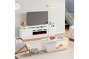 AMERLIFE White Gloss 3-Piece Living Room Entertainment Set