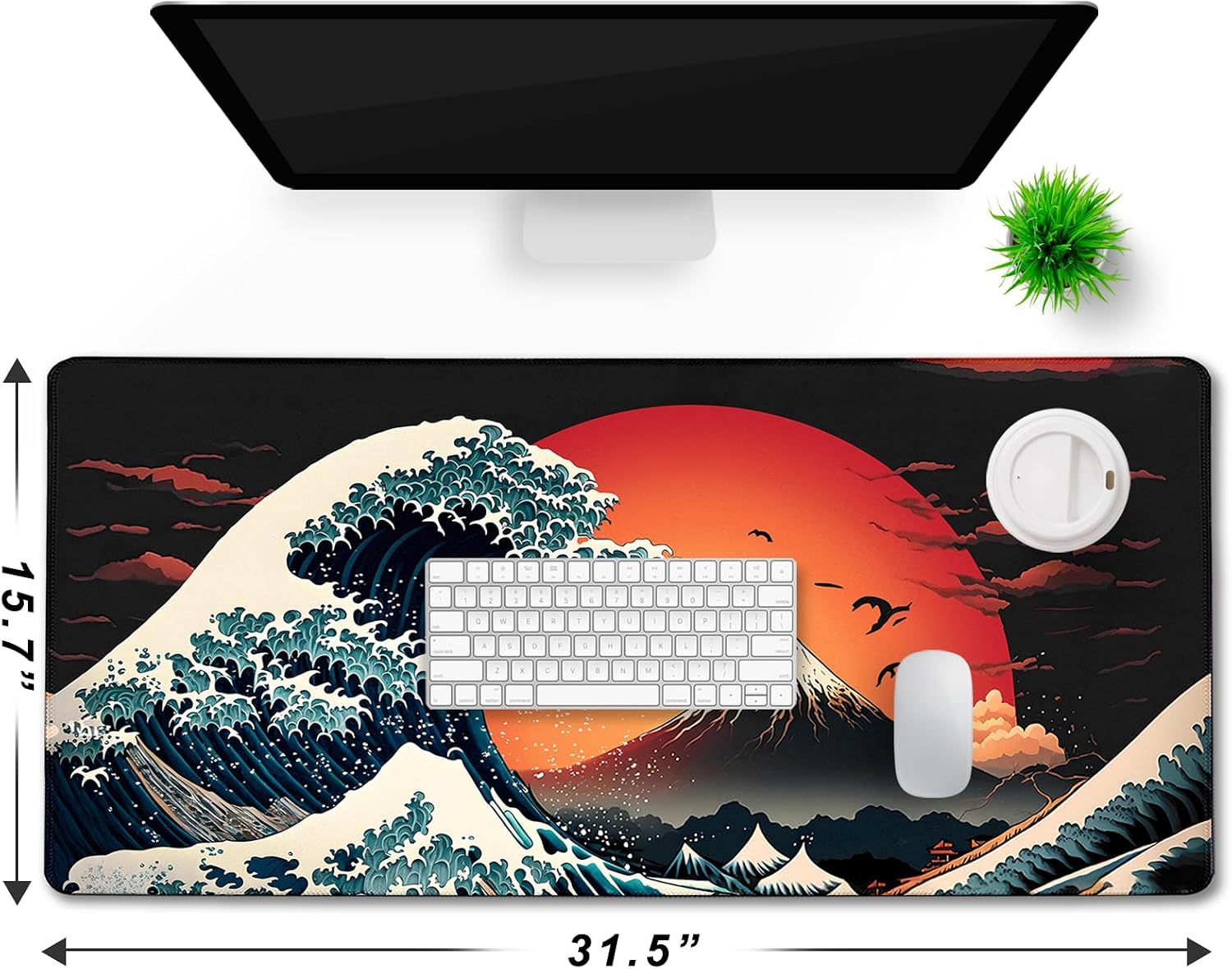 Big Mouse Pad, Upgrade Durable 31.5"x15.7" Larger Extended Mouse Pad for Gamer with Stitched Edges, Waterproof Non-Slip Base Long XXL Large Mousepad for Home Office Gaming Work, Full Moon Pattern - 6