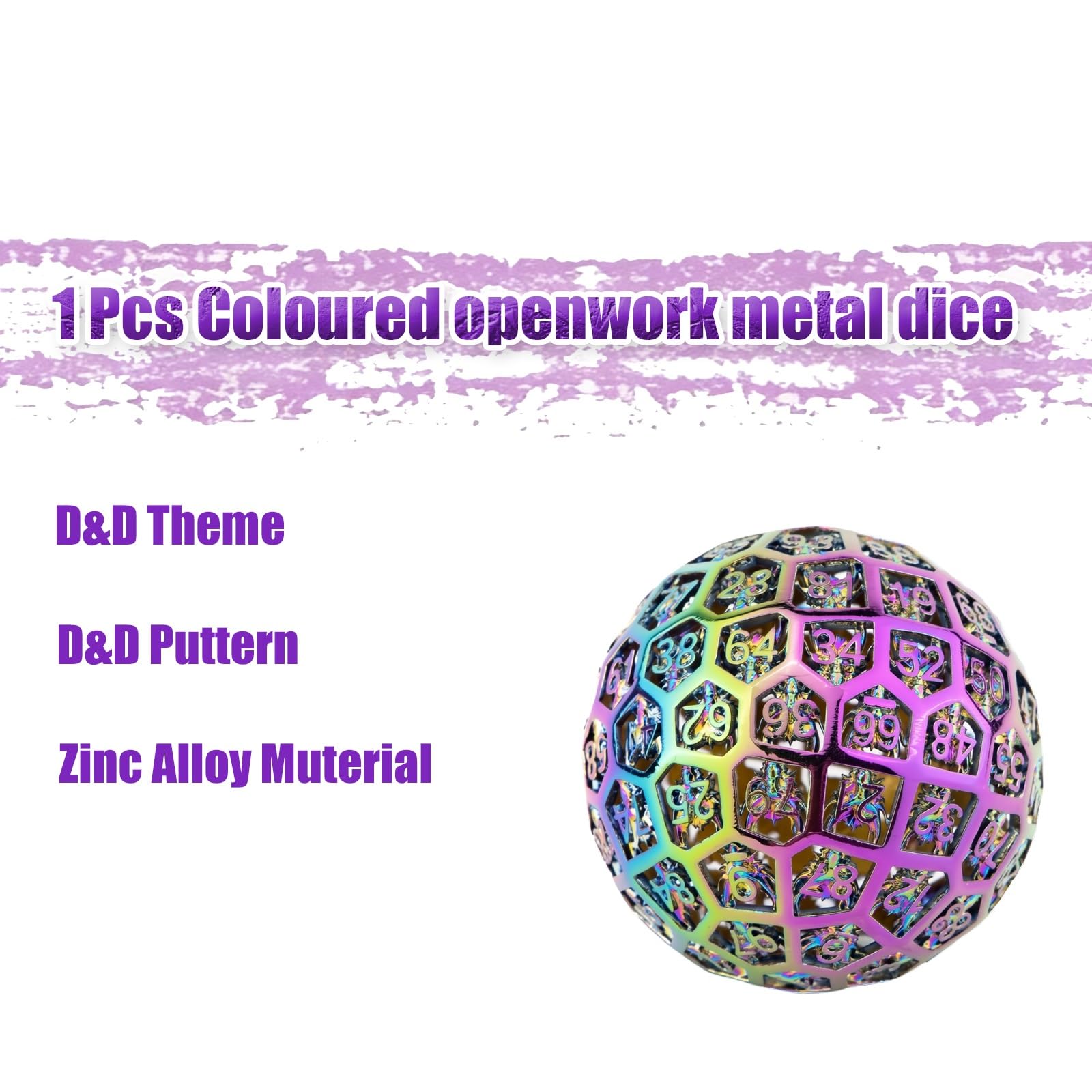 Juego de Dados D&D de Metal Calado Coloreado, Dados Poliédricos, Compatible con Juegos de rol, Juegos de Mesa Y Cartas RPG