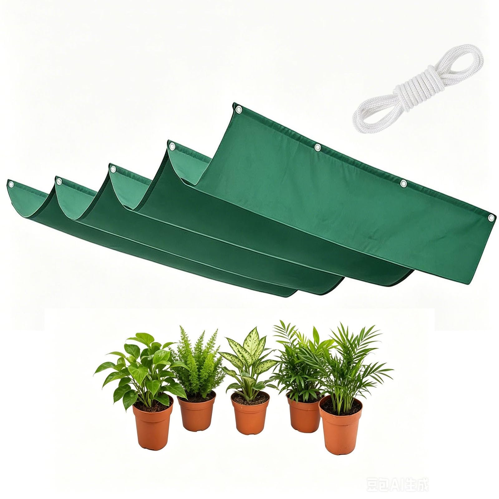 Retráctil Ondulada Toldo Vela 100 x 490 cm Ajustable Protección Solar Impermeable Rectangular PES Cortaviento Toldos Exterior Terraza para Terraza Jardín, Verde