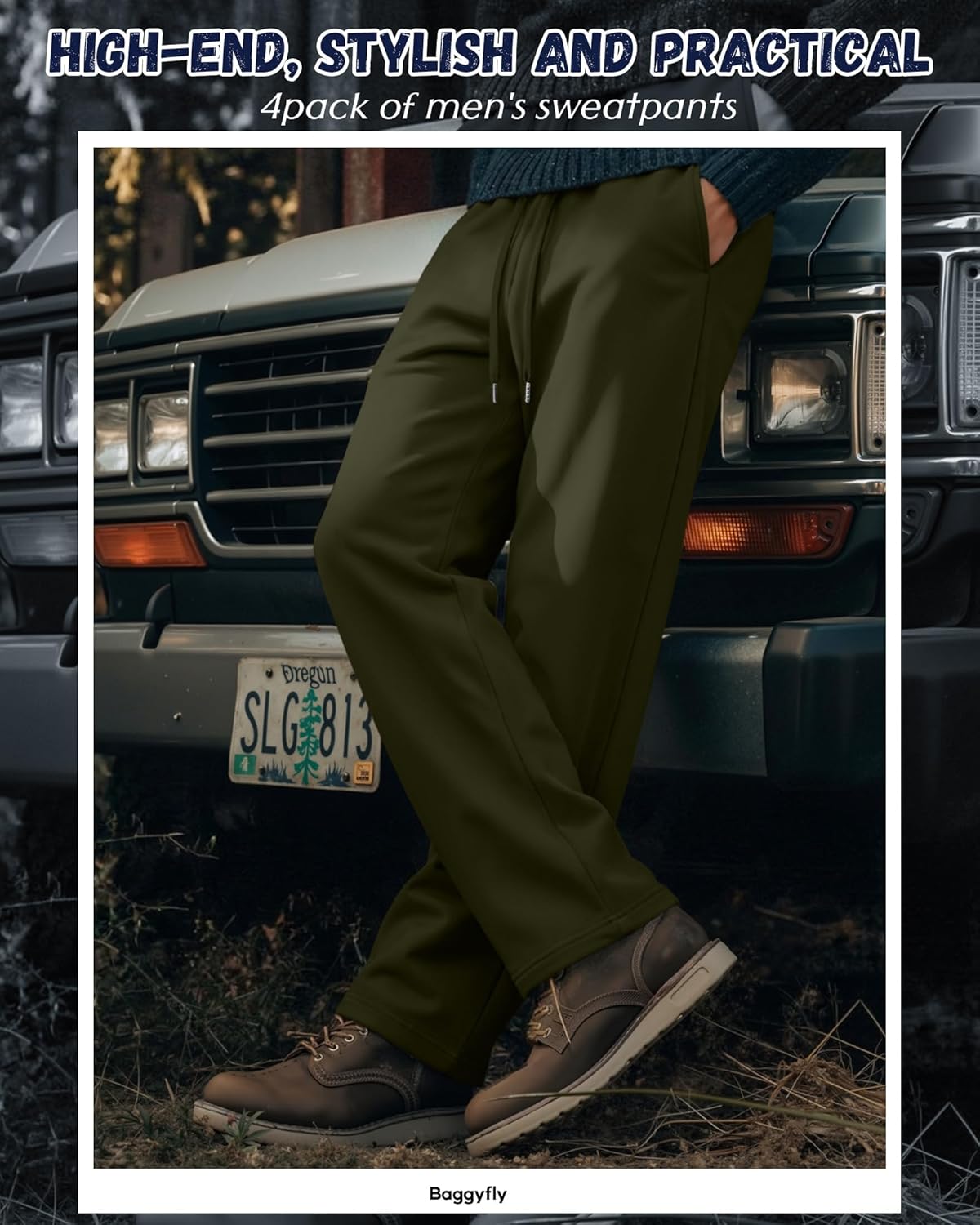 4 Pack Men's Sweatpants Wide Leg Open Bottom Baggy Drawstring Joggers Athletic Lounge Pants with Pockets - Image 6