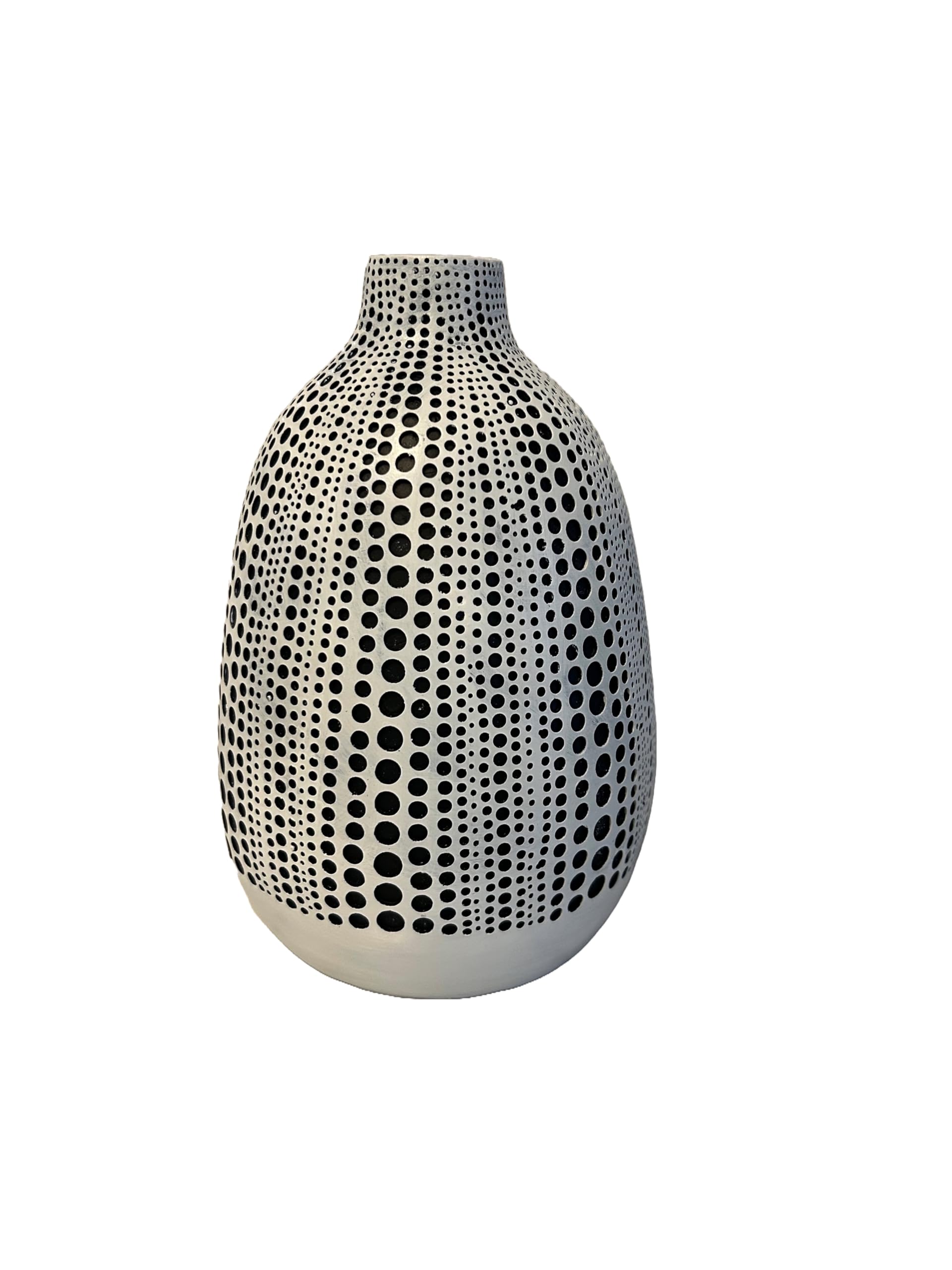 Vaso moderno a pois testurizzati in bianco e nero, bellezza imperfetta (bianco)