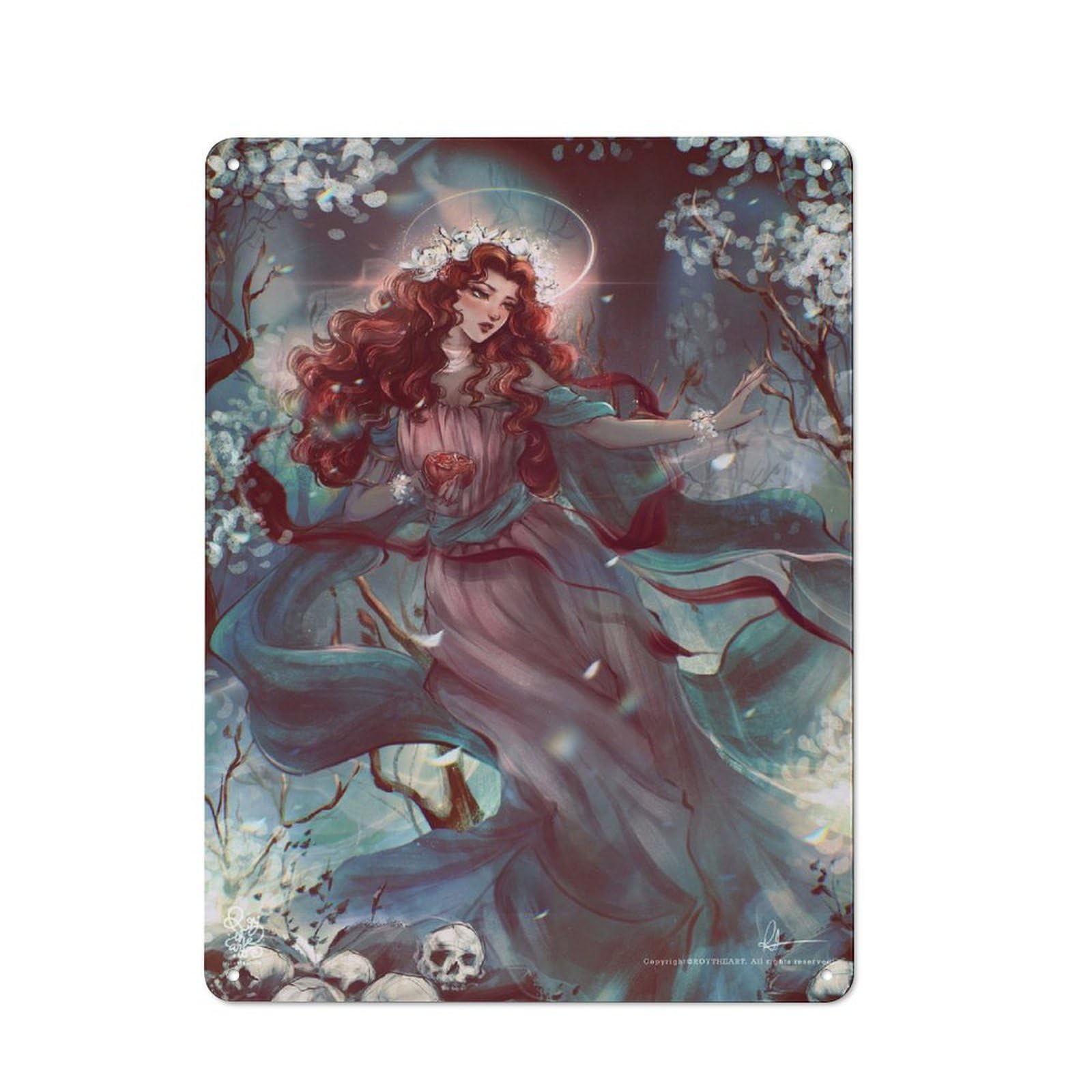Junmoney Persephone Metal Wall Sign 40X30cm Featuring For Café Or Restaurant, A Decorative Metal Sign For Cafés And Restaurants