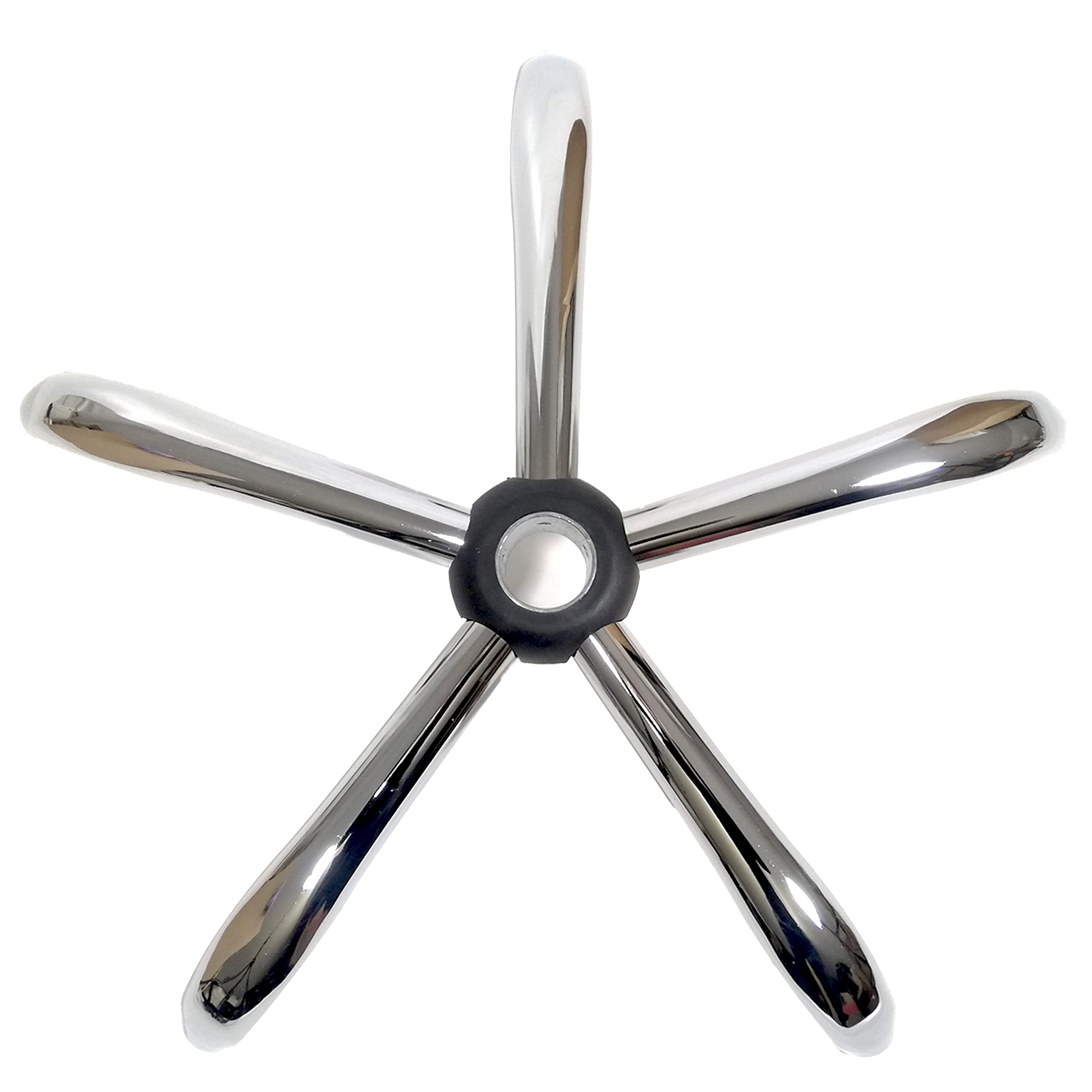Bürostuhl Fußkreuz aus Stahl in Chrom, Hohe Belastbarkeit, Drehkreuz fuß für Bürostuhl, Geeignet für 11mm x 22mm Rollen und 50mm Gasfeder, Gaming Stuhl Ersatzteil
