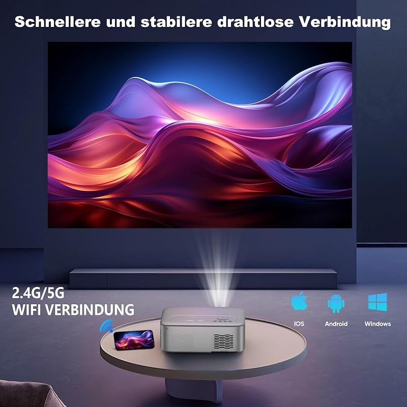 FRESHDEW Natív 1080P WiFi Projektor Bluetooth 5.2 Kapcsolattal - Elektromos Fókusz, 26000L LCD Házimozi Vetítő iOS/Android Kompatibilitással