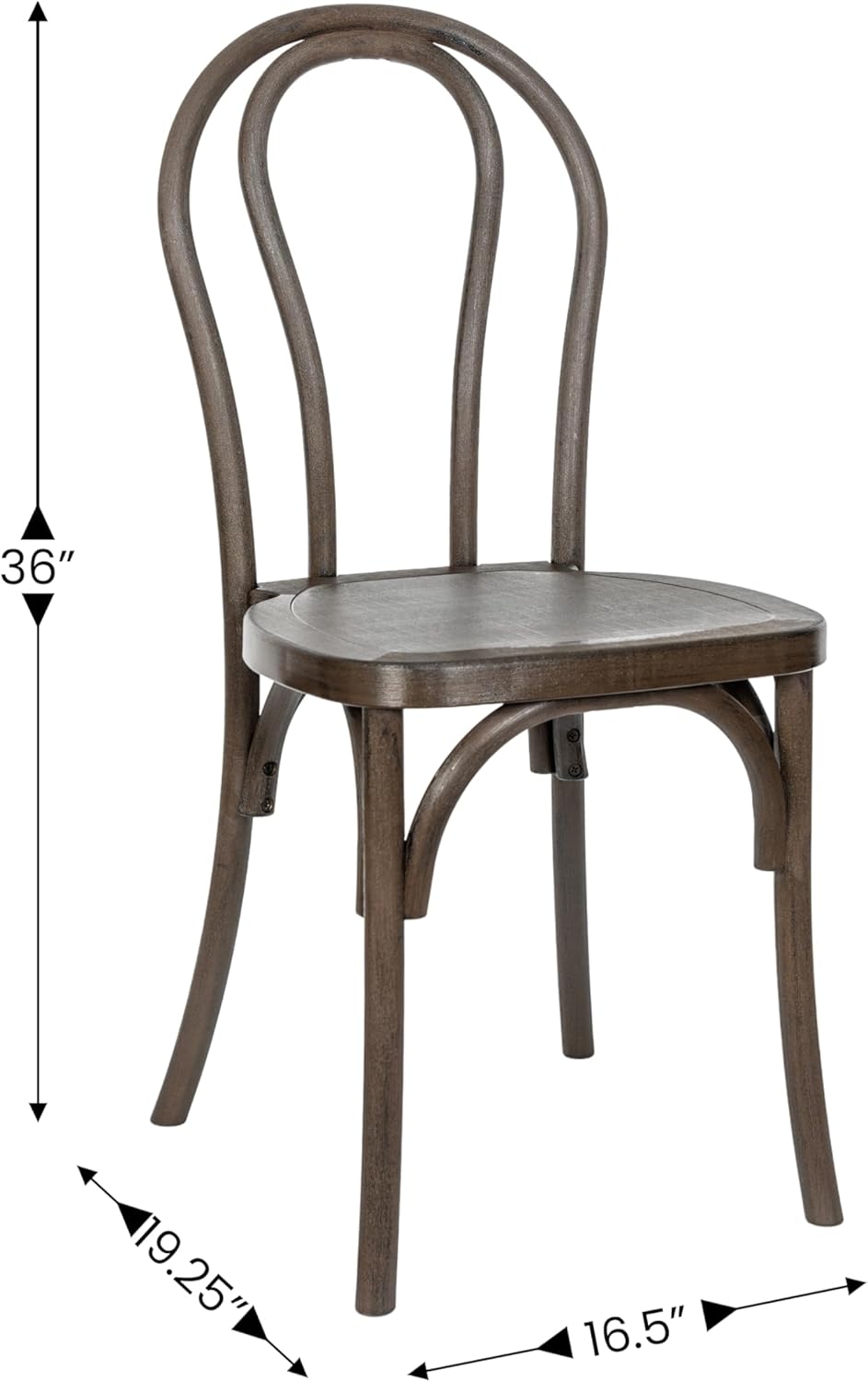 Flash Furniture Hercules Commercial Indoor/Outdoor Thonet Style Chair, Wood Look, Weather-Resistant, Lightweight Design, Versatile Use, Set of 2, Dark Brown