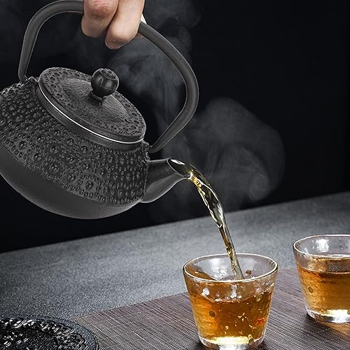 Miniatura 4 de Olla de té de 0.3 L, olla de té de hierro fundido, tipo gota de rinddrop, juego de caldera para casa de té, adornos de restaurante con colador