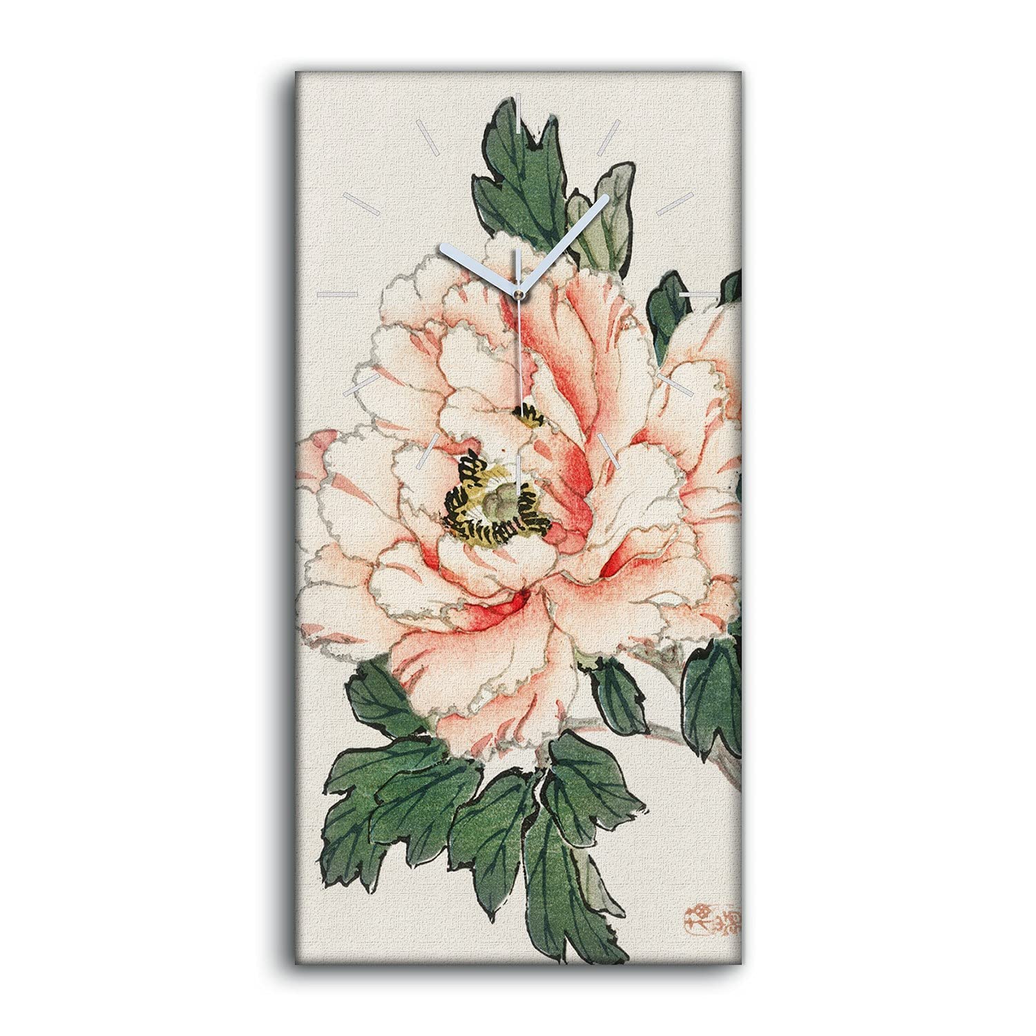 Horloge sur toile fleurs asiatiques pour l'ambiance zen d'un salon moderne