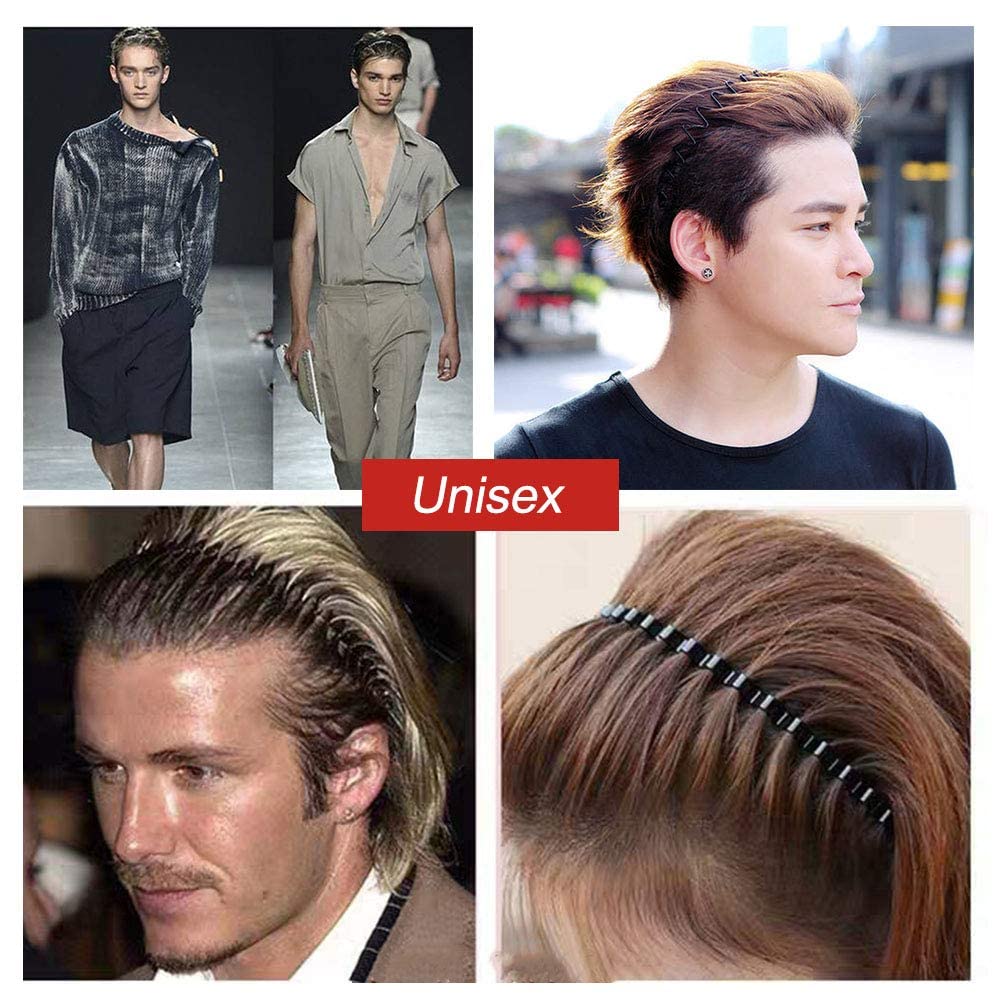 Etercycle 3 Fasce Per Capelli In Metallo Uomo Donna - Stili Ondulati Anni '90, Accessori Antiscivolo Per Sport, Yoga E Uso Quotidiano, Regolabili - 6