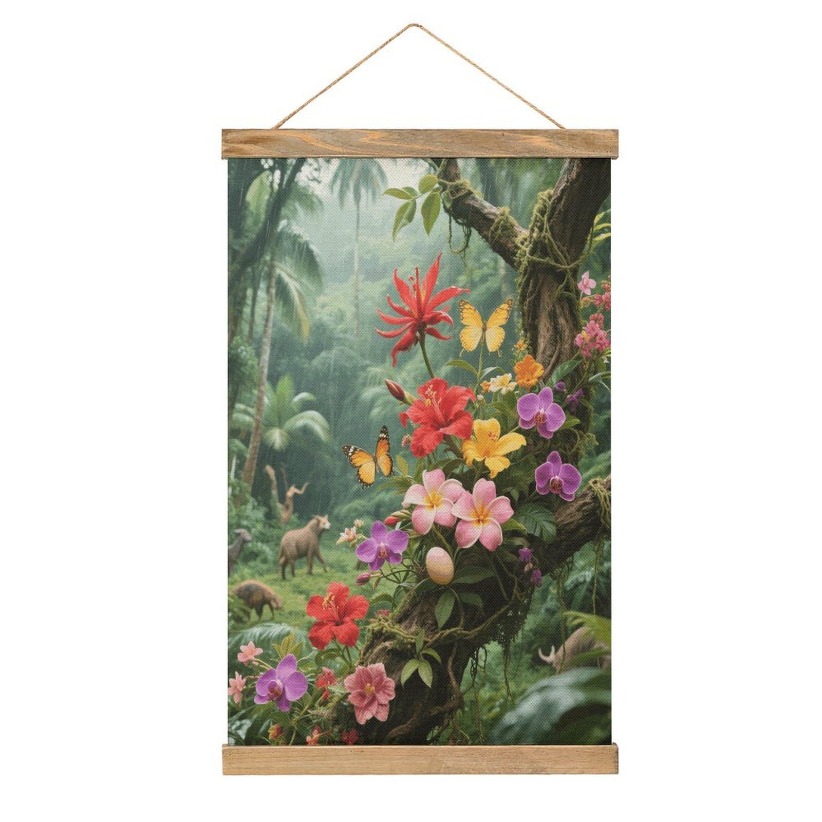 VstaDank Vibrant Color Flower Blossom Poster with Wooden Frame Hanger Art Painting Wall Decor Poster Wall Hanging Wooden Frame 13x20 Wood Poster Hanger for Photo Picture Art Canvas Print Artwork