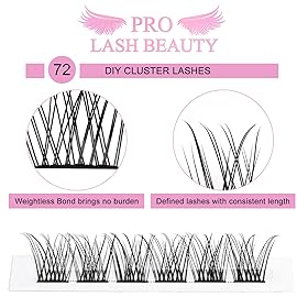 Lash Clusters, 72 Pcs Individual Cluster Lashes DIY Lash Extension 8-16mm Eyelash Clusters Natural Wispy Lashes Super Thin Band Reusable Soft & Comfortable(Natural-D-8-16mix)