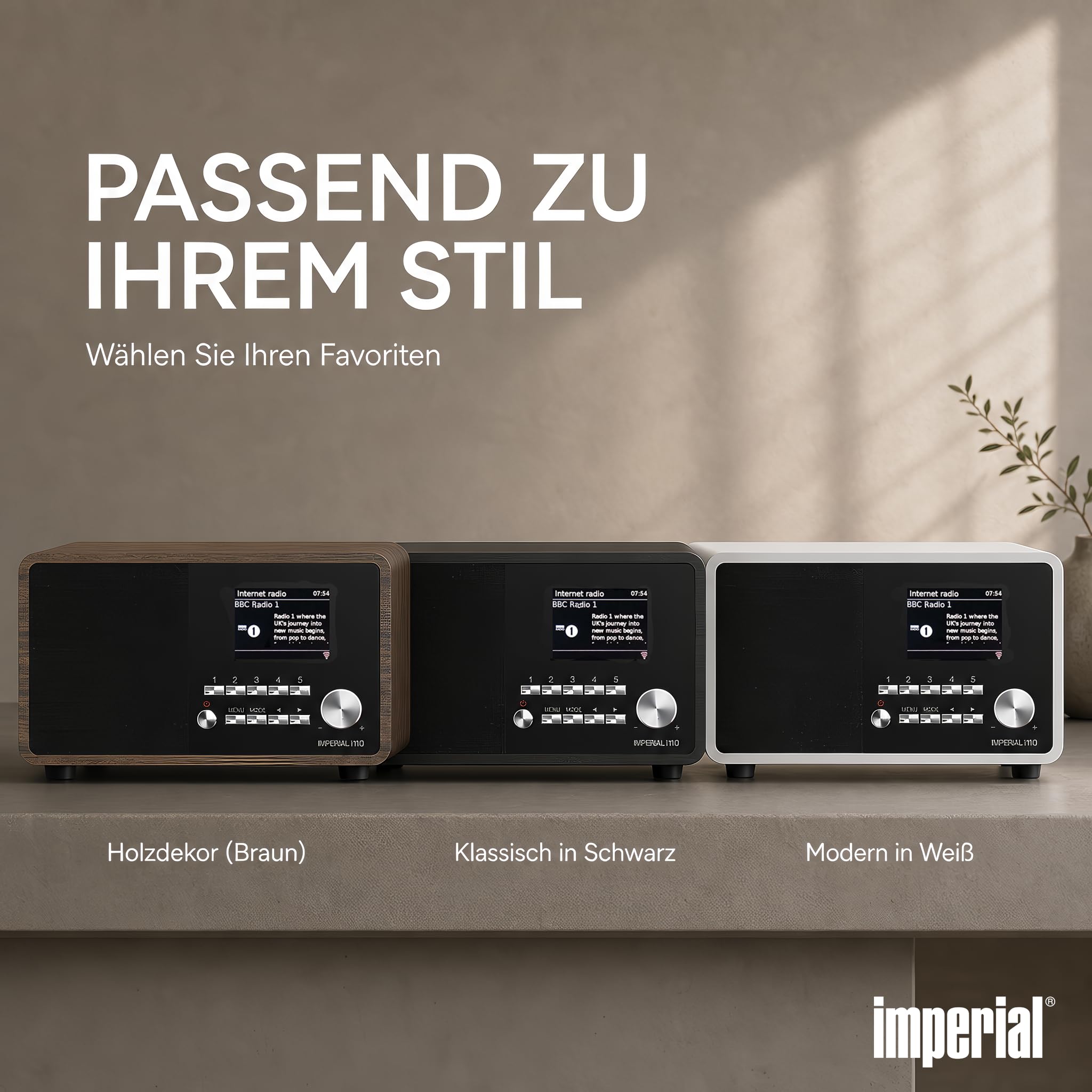 Imperial i110 22-320-00 Internetradio WLAN, Bluetooth, Küchenradio, WLAN - Internetradio (TFT Farbdisplay, Line-Out, Netzteil) schwarz