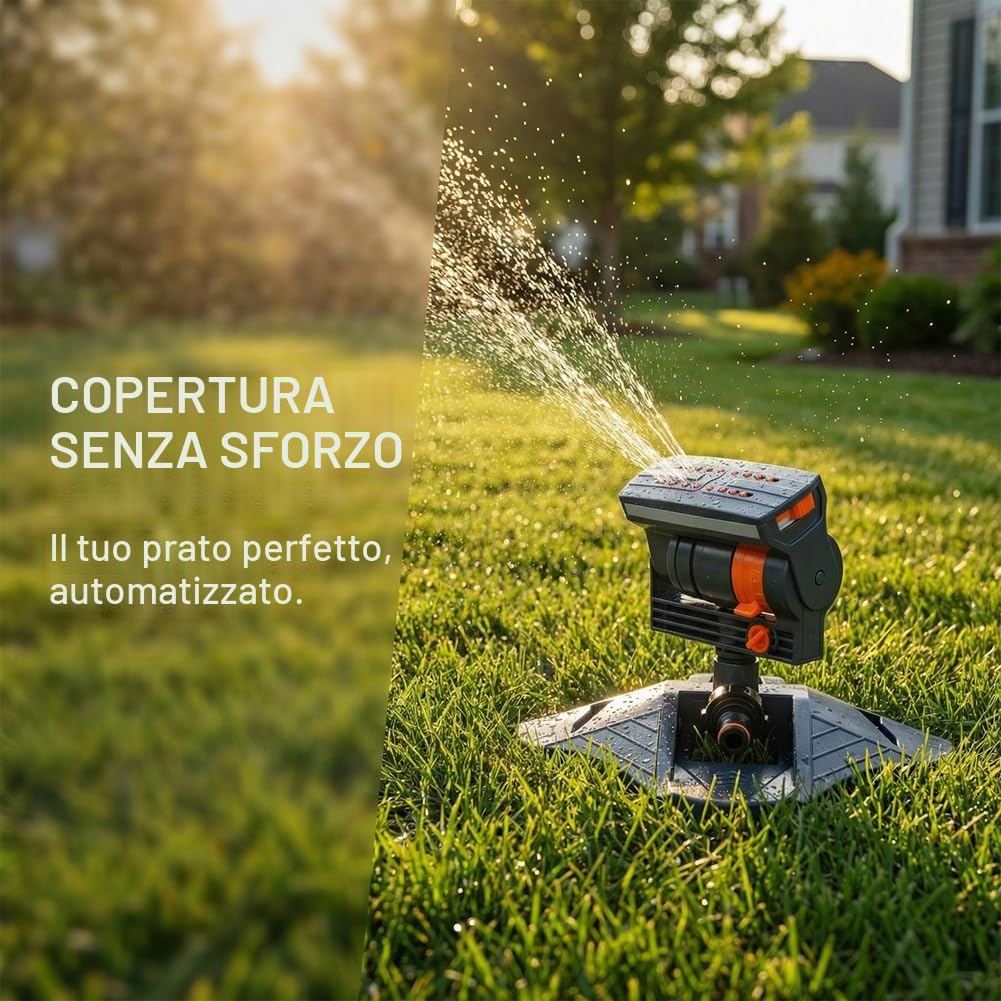 Irrigatore oscillante a 16 ugelli 2026 con timer per irrigazione a doppia zona, mini irrigatori oscillanti turbo per irrigazione da giardino, ampia copertura (B)