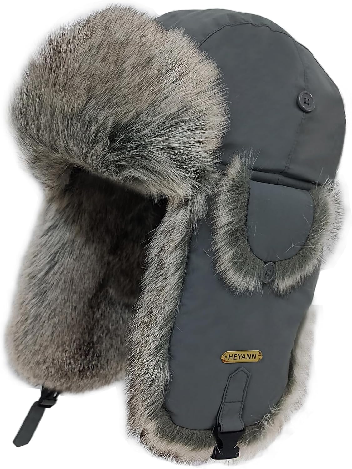 HEYANN Unisex Faux Fur Trapper Hat-Taslan Fabric