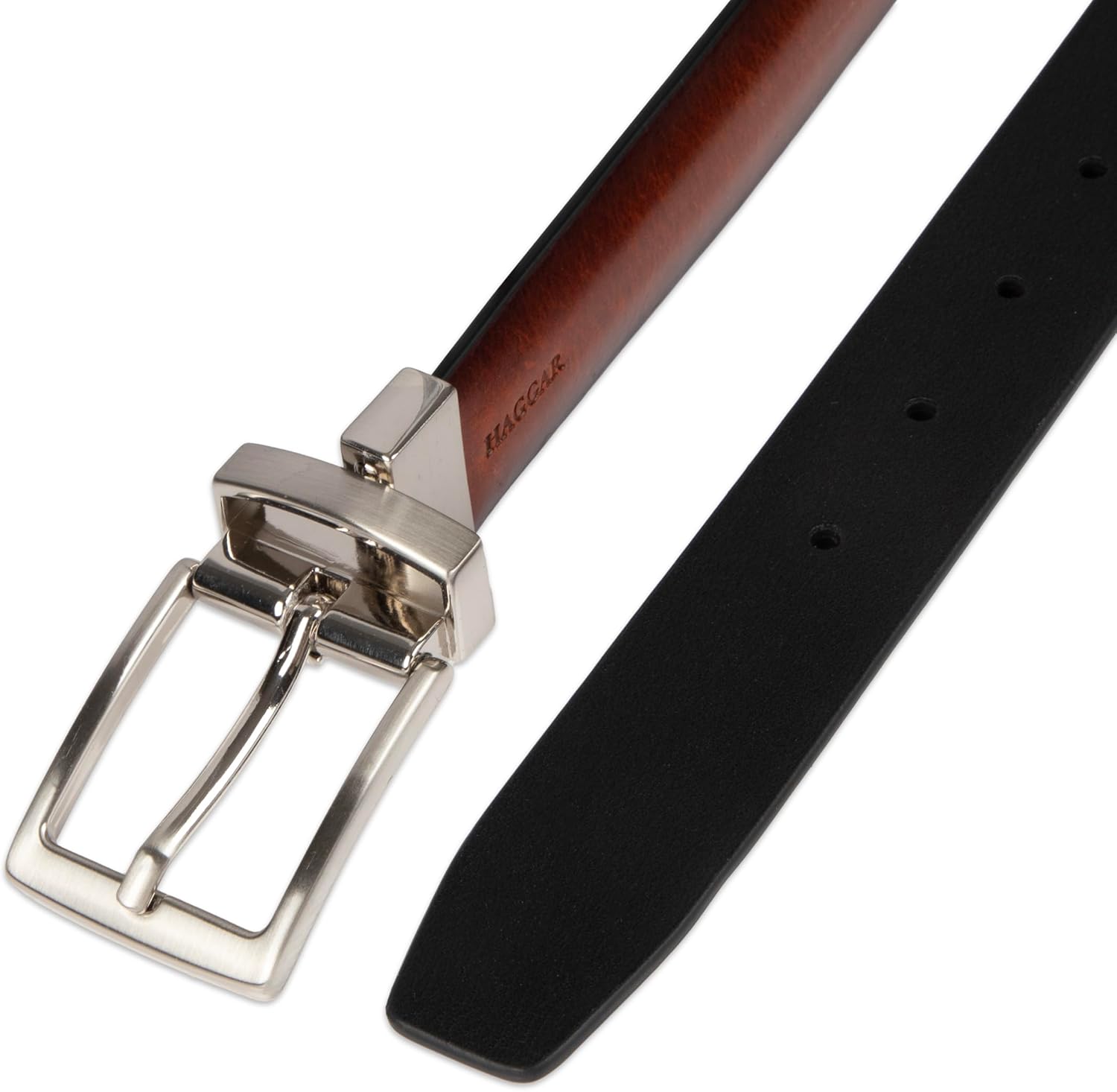 Haggar mens 2-in-1 Reversible Leather Belt for Dress Pants, Suits, Khakis - Classic, Business Casual, Formal, Work - Image 5