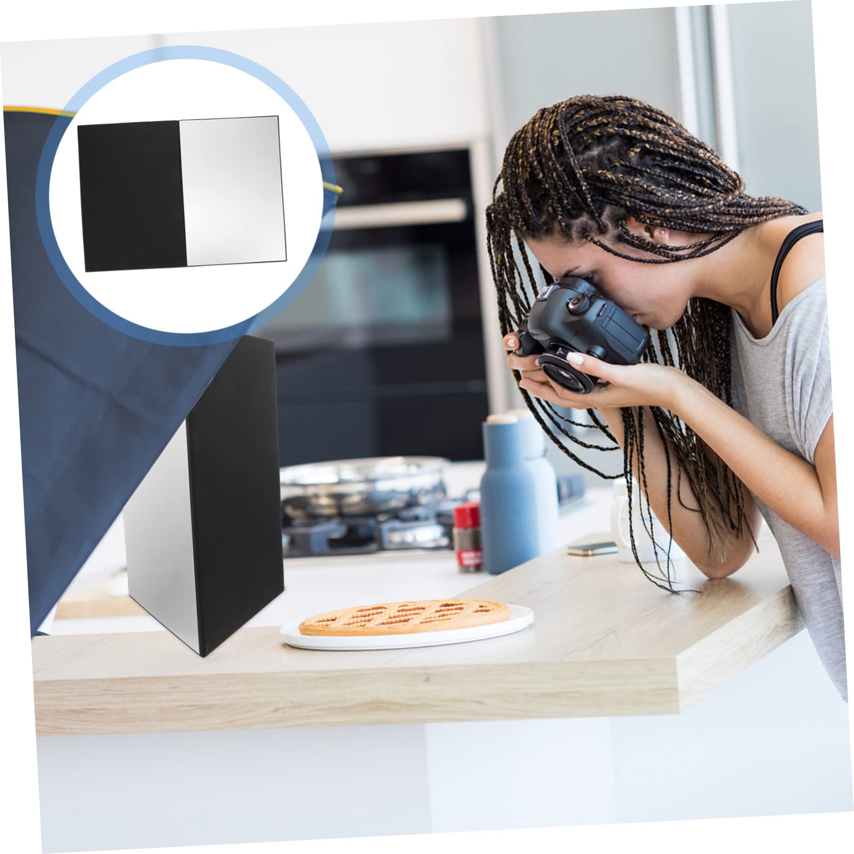 SEWACC A3 Reflective Board Cardboard Mirror Sides Foldable for Easy Transport for Product Portrait Photography