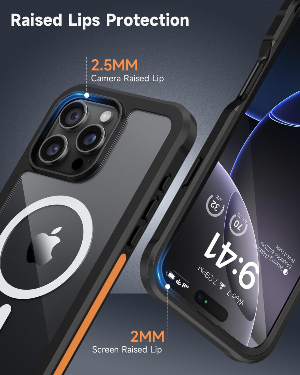 seacosmo for iPhone 16 Pro Max Case, Full Body Bumper with Built-in 9H Tempered Glass Screen and Camera Lens Protector, Compatible with MagSafe, Shockproof 16 Pro Max Phone Case, 6.9", Black - Image 7