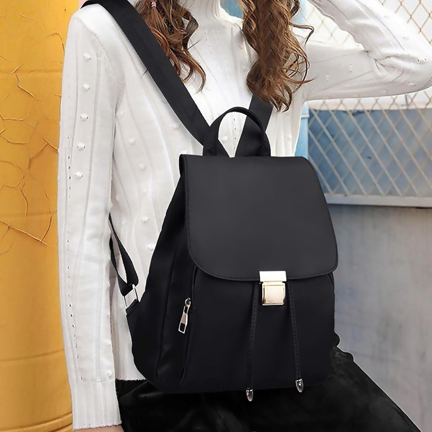 Mini Backpack Small Nylon Backpack for Women Trendy Lightweight Travel Purse Black Personal Item Back Pack - Image 5