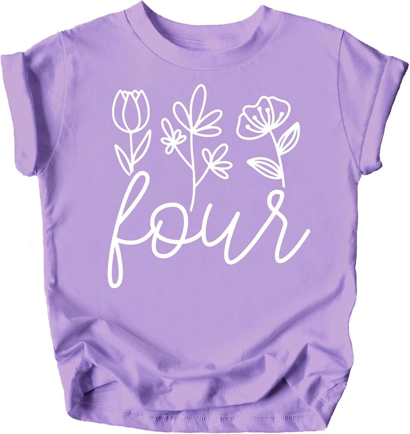 Floral 4th Birthday Shirt for Little Girls Fourth Birthday Outfit