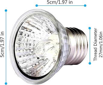 4 Pack 50W UVA UVB Heat Lamp Bulbs for Reptiles, Heating Emitter Bulbs for Amphibian, Terrariums, Cages, for Tortoise, Snake, Frog, Lizard, Chameleon, Hermit Crab, Cockatoo. Halogen, Orange [Energy Class A+]