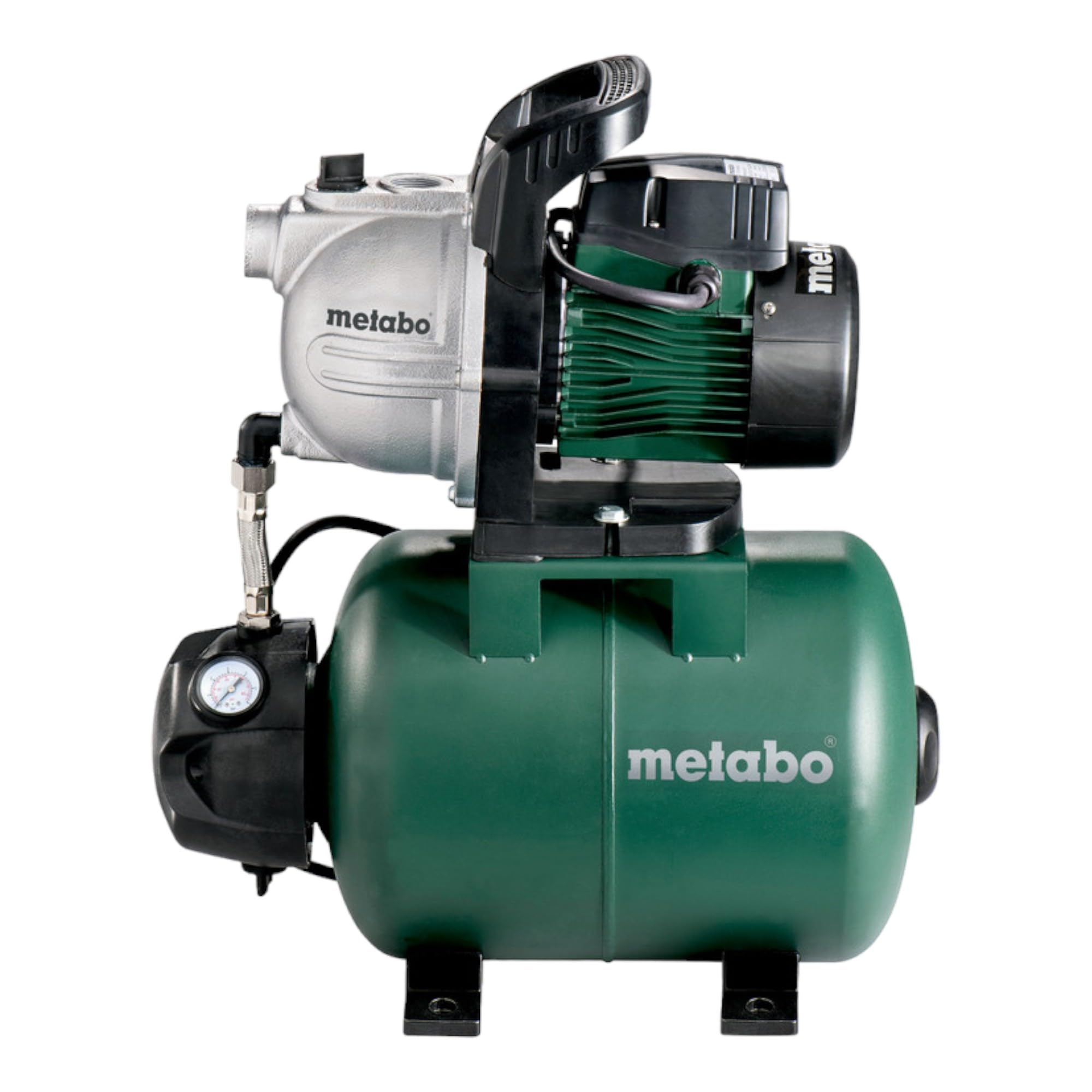 metabo Hauswasserwerk HWW 3300/25 G, 900 Watt Wasserpumpe, 3300 l/h, 4.5 | Hauswasserversorgungspumpe mit 24 l Kessel für Garten & Brunnen, hwa hws hww, automatische Hauswasserversorgung & water pump