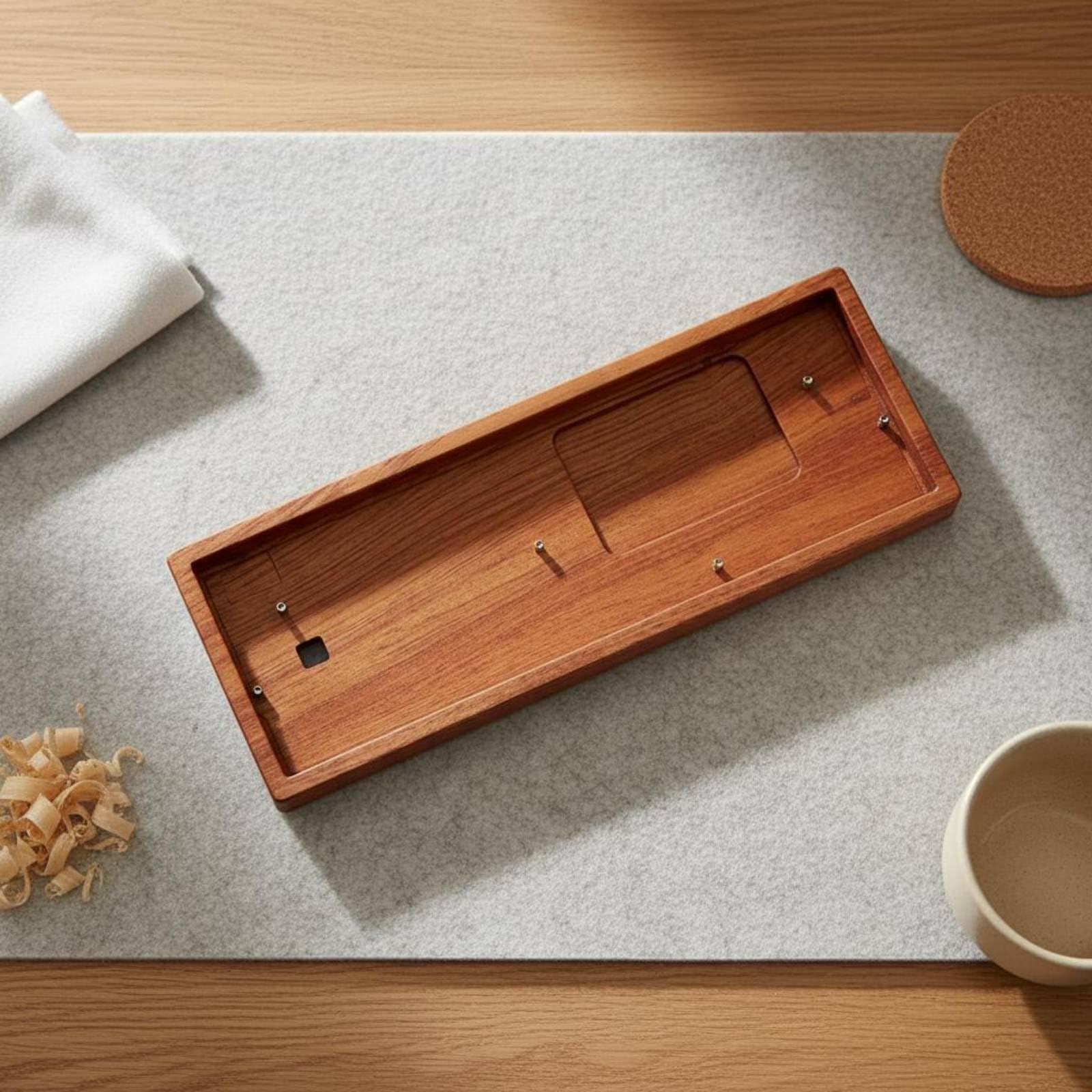 Custodia Tastiera in Legno Massello Meccanico Accessorio Computer Involucro PC Finitura Manuale E Supporto Polso Abbinato Adatta per Appassionati E Ambienti Casa, Palissandro