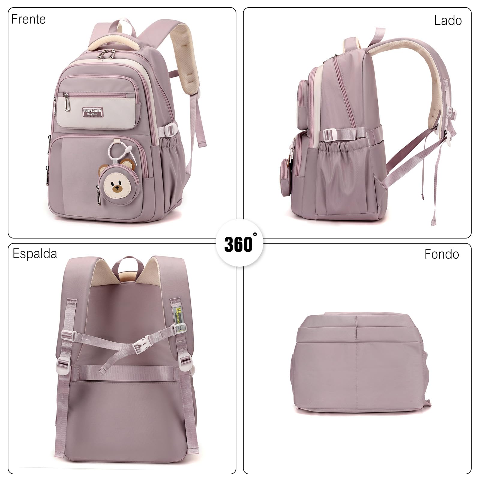 FANDARE Mochilas infantiles Mochila Escolar para Niños y Niñas Mochilas tipo casual Bolsas escolares con monedero Estudiante Universitario Adolescentes marcha Mujeres Hombre Bolsos mochila
