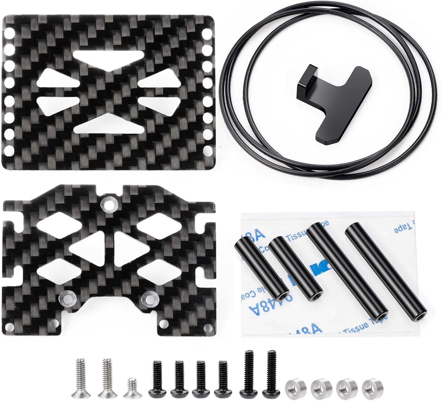 CNC Aluminum RC Car TRX4M Battery Tray ESC Receiver Mount Double Decker Carbon Fiber Battery Plate for 1/18 RC Crawler Car TRX4M Upgrade Parts