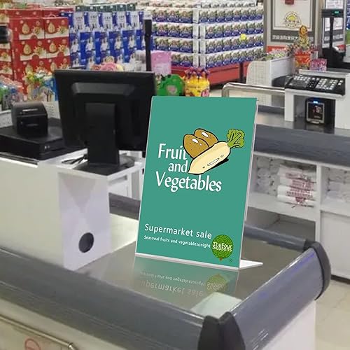 Miniatura 7 de Soporte de letrero acrílico de 8.5 x 11 pulgadas, soporte de escritorio inclinado para letrero acrílico y soporte de plástico en forma de L para