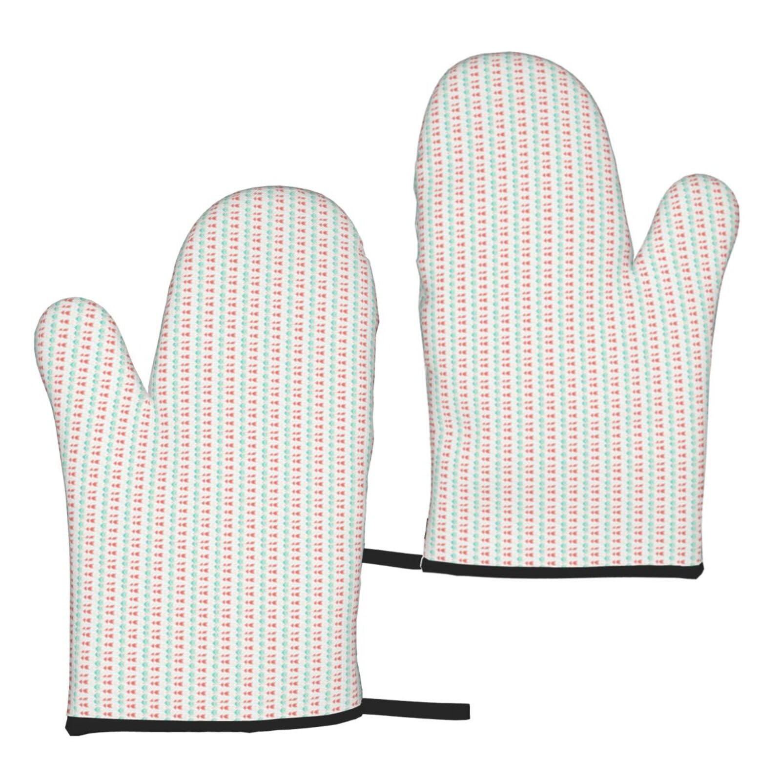 Coral And Teal Arrows Print Women Men Universal Fit Heat Resistant Oven Gloves Cooking Grilling Indoor Outdoor