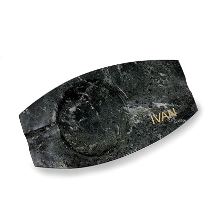 Bey-Berk Custom Personalized Black Genuine Zebra Marble Two Cigar Ashtray