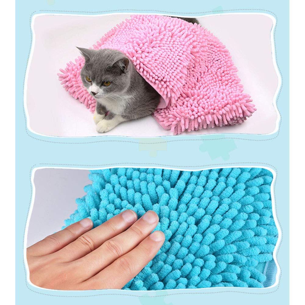 Chenille Serviette pour Chien Super Absorbante en Microfibre, Serviette de Bain, Doux et Chaud Couverture de Chien Chat, 80 x 35 cm