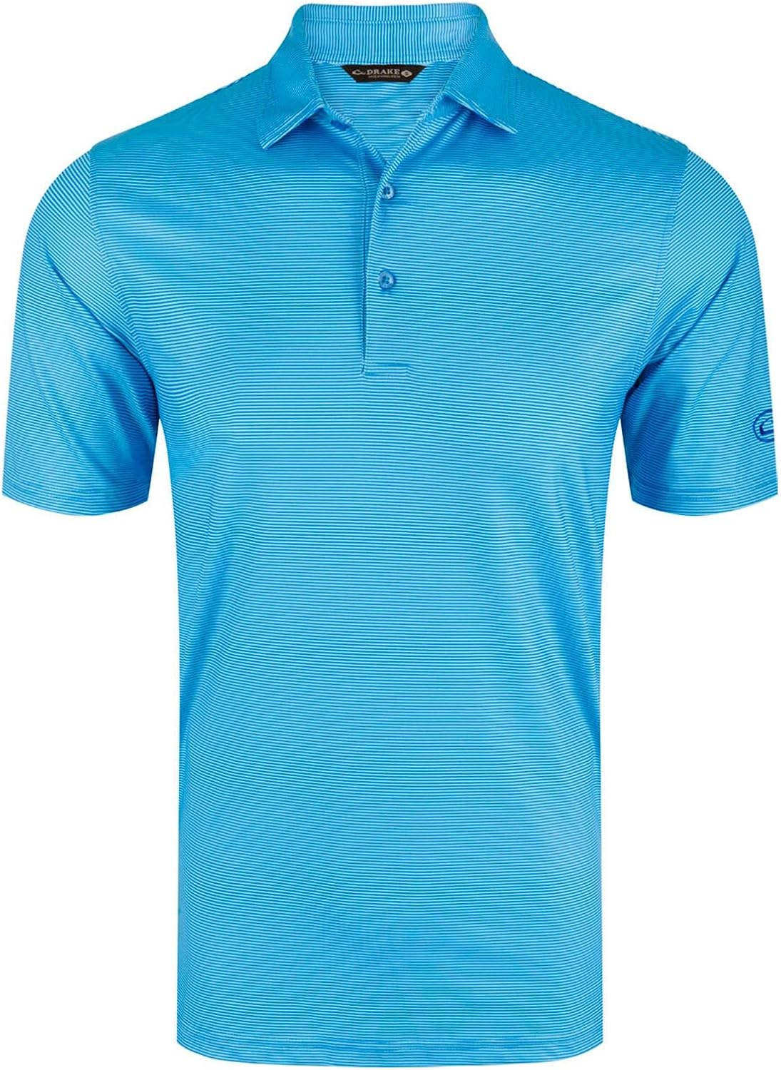 Drake Waterfowl Men's Performance Chalk Striped Polo, Stretchy Moisture-Wicking UPF-30 Casual Outdoor Short Sleeve T-Shirt